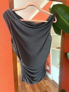 Anthropologie Pilcro Charcoal Gray Asymmetrical Draped Top Medium New With Tags